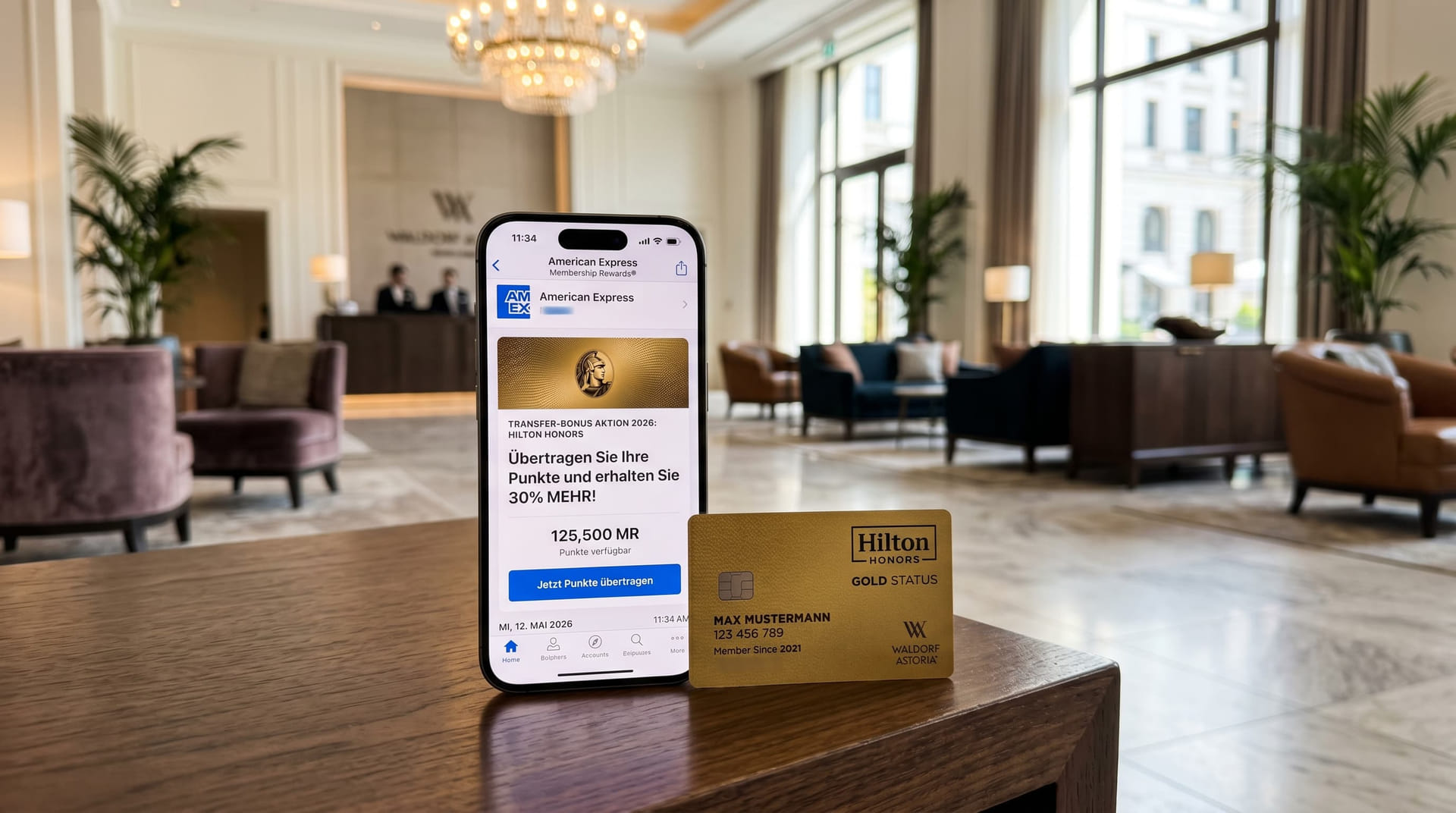 American Express Membership Rewards Transfer zu Hilton Honors Bonus Aktion 2026.