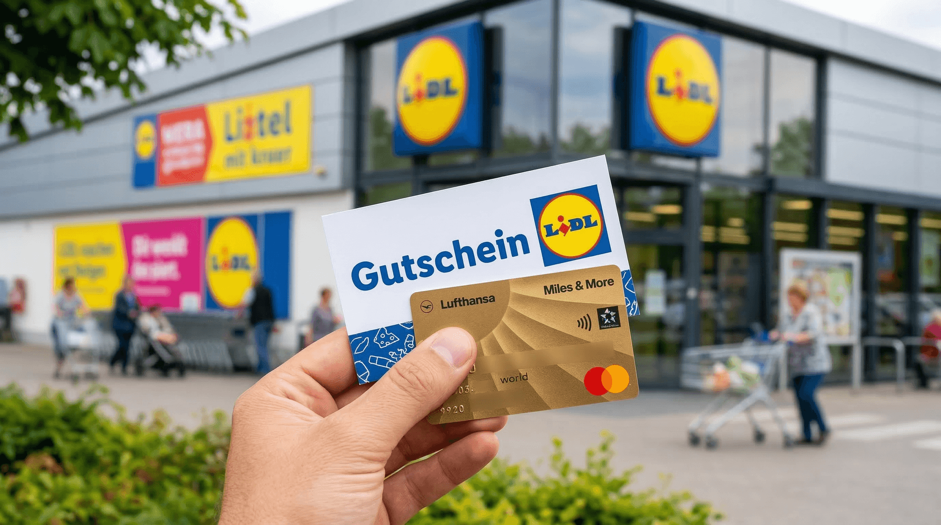 Miles and More Meilen sammeln beim Wocheneinkauf Lidl Gutschein Hack.