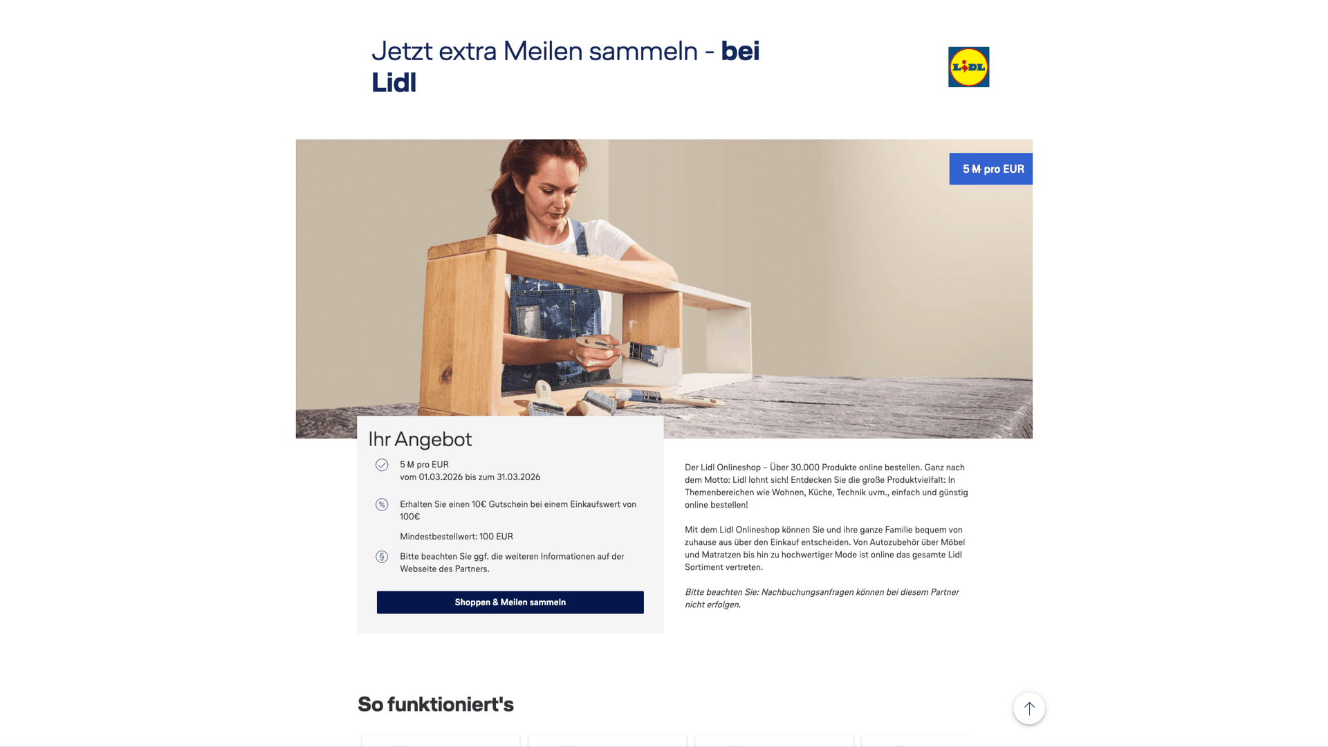 Miles and More Lidl Aktion 5 Meilen pro Euro.